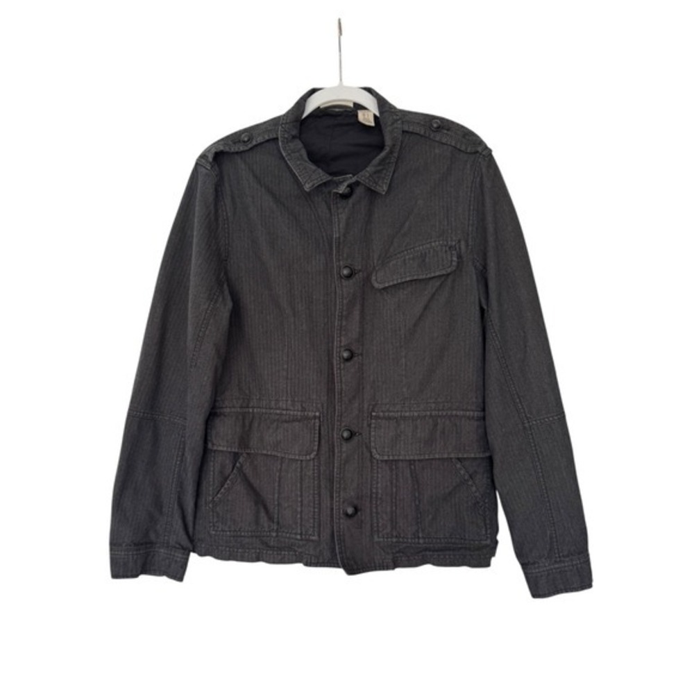 DKNY Jeans Mens Large Gray Herringbone Utility Field Jacket